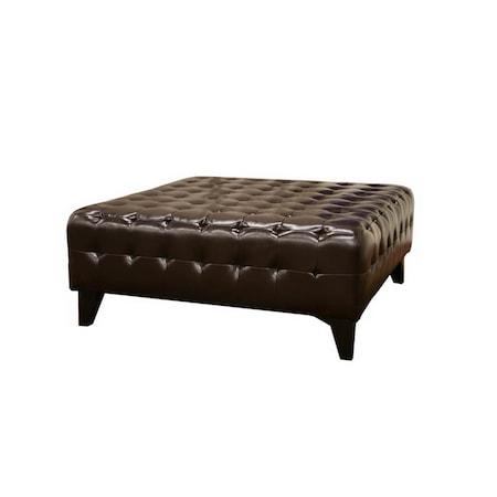 Baxton Studio Pemberly Dark Brown Bonded Leather Square Ottoman, 39.5 in W, 16.5 in H, Wood, Black 51-3511